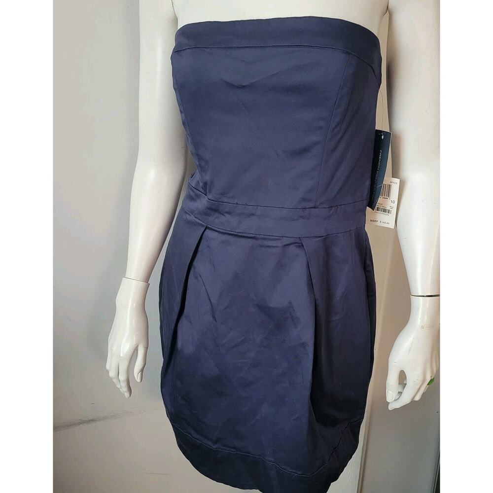 French Connection Strapless Blue Dress Knee Length Sz. 10 Zip Up NWT $148